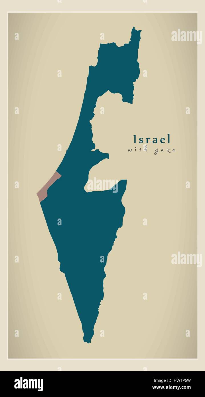 Mappa moderno - Israele con la striscia di gaza IL Illustrazione Vettoriale