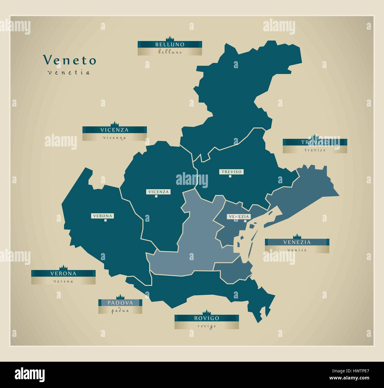 Mappa moderno - Veneto si Illustrazione Vettoriale