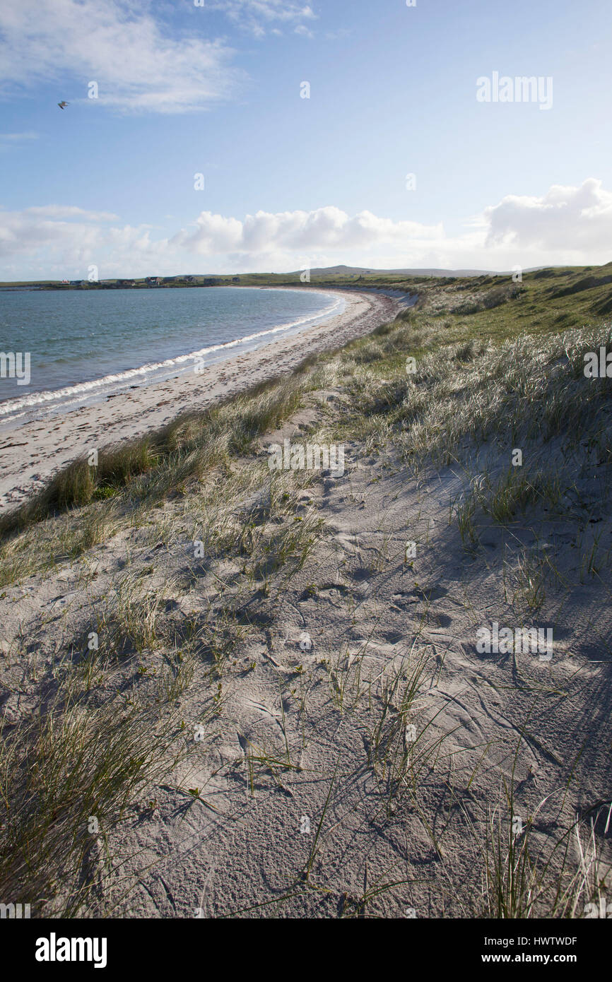 Le dune di sabbia e di Machir e splendida spiaggia bianca.Balranald riserva Foto Stock