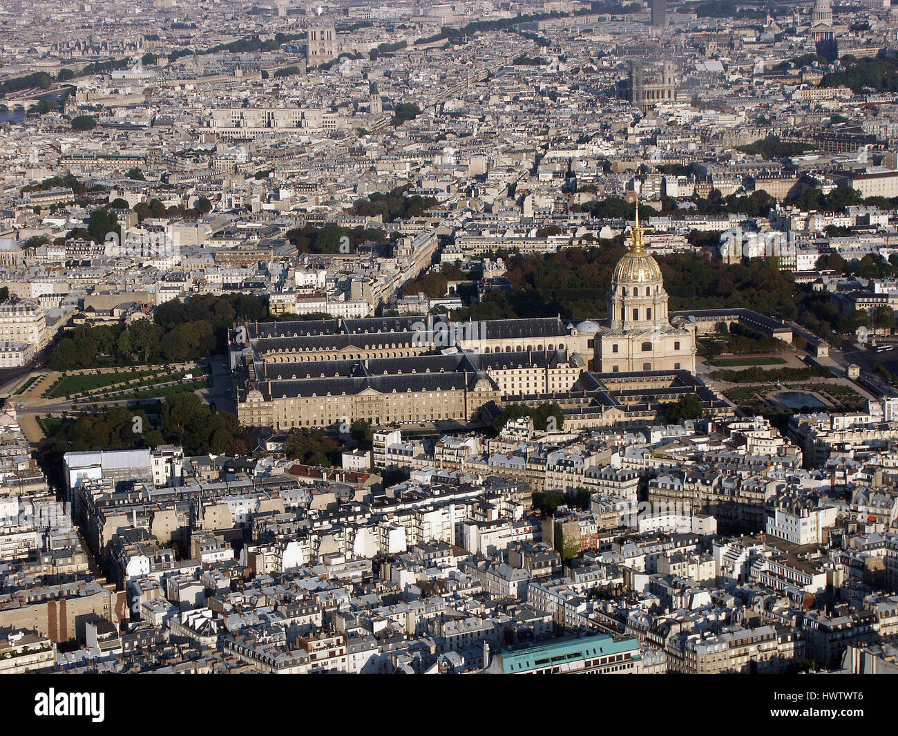 Vista aerea del Hotel des Invalides e la Chiesa del Duomo a Parigi Foto Stock
