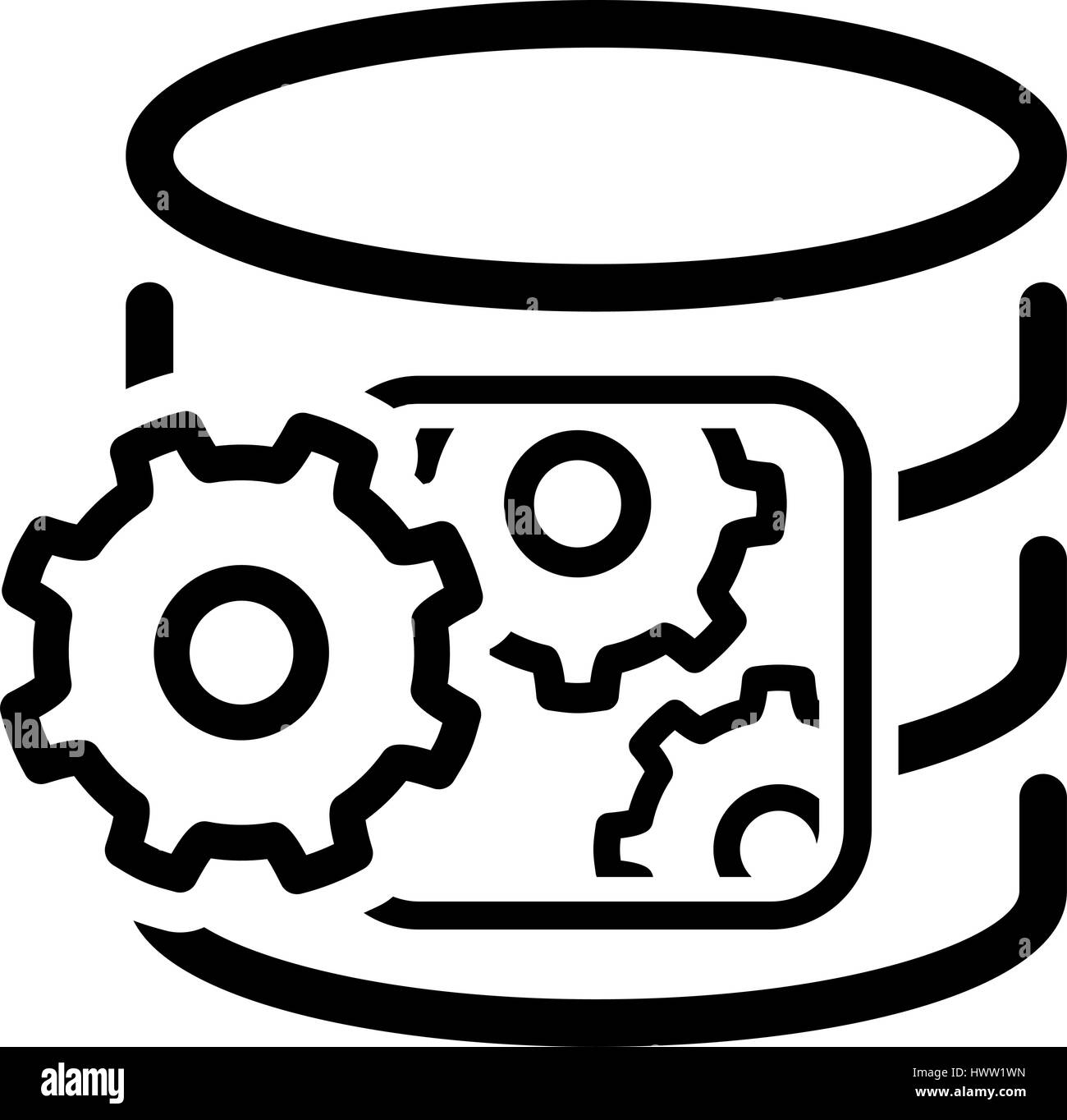Elaborazione dei dati e la relativa icona. Design piatto. Illustrazione Vettoriale