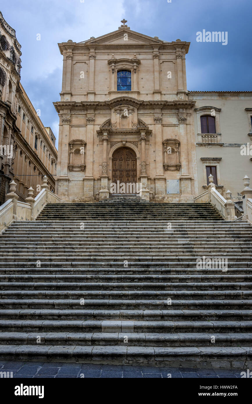 Xviii secolo la chiesa di San Francesco di Assisi (Immacolata Concezione) a Noto nella provincia di Siracusa in Sicilia Isola, Italia Foto Stock