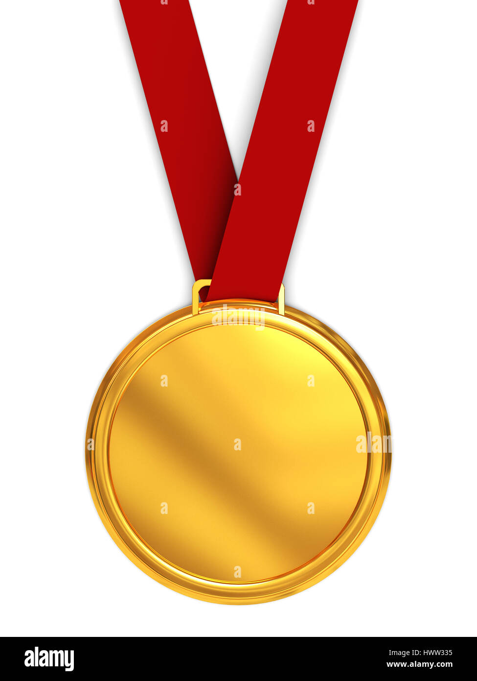 3d illustrazione della medaglia d oro su sfondo bianco Foto Stock