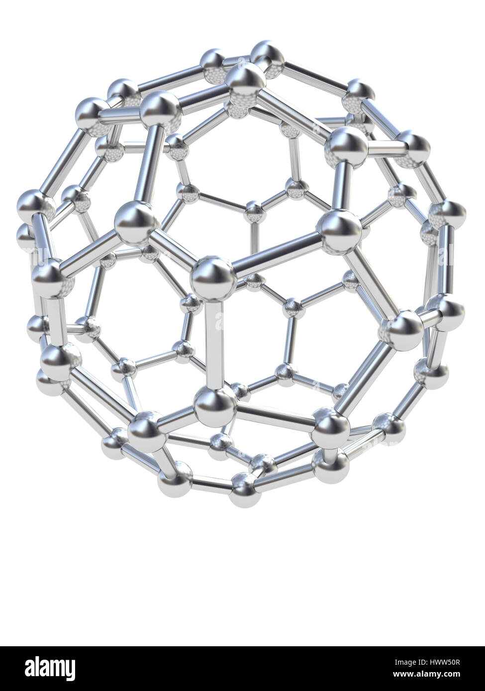 Abstract 3d illustrazione di acciaio cromato di struttura molecolare Foto Stock