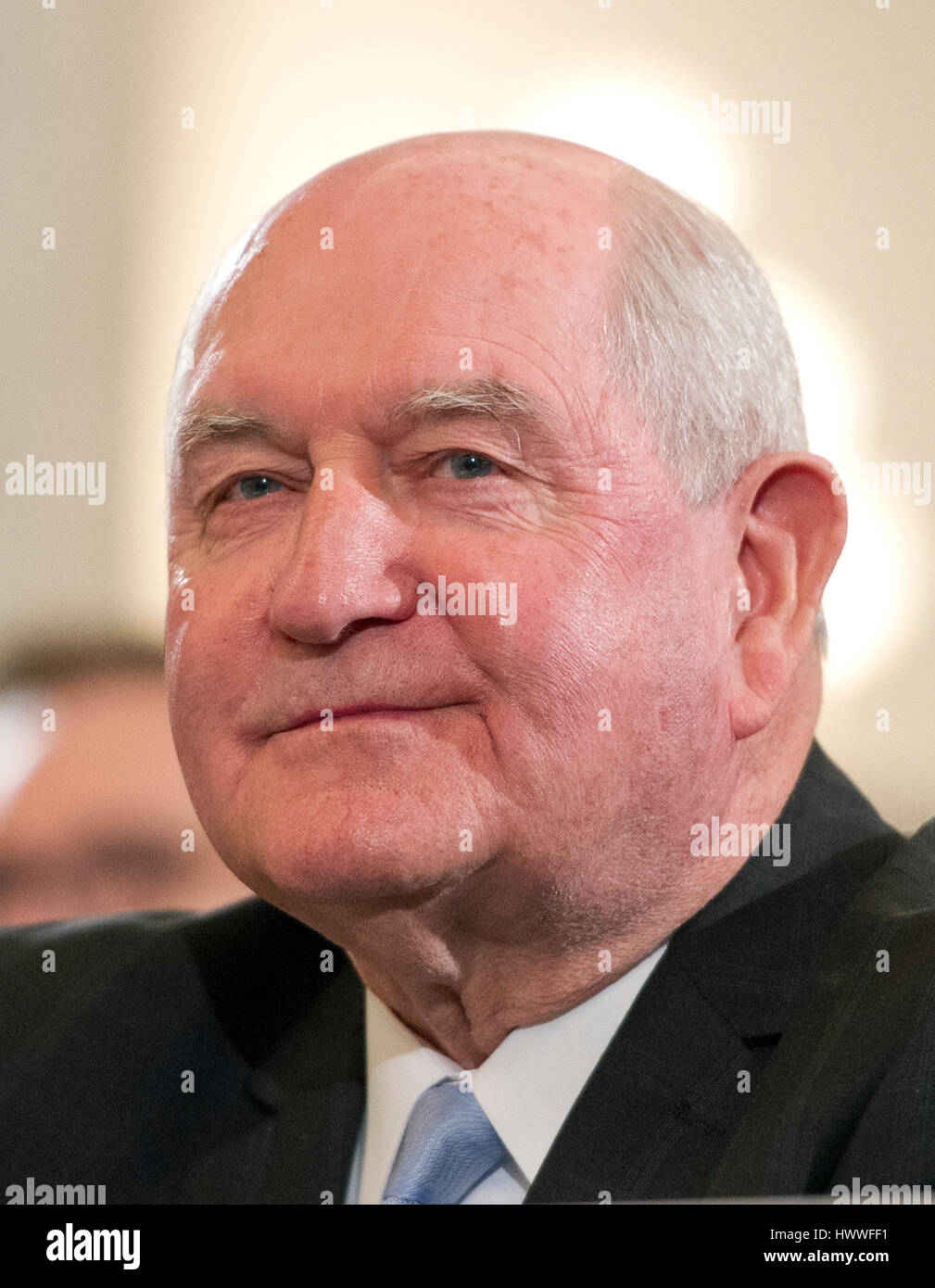 Washington DC, Stati Uniti d'America. 23 marzo, 2017. Ex governatore George 'Sonny' Perdue (Repubblicano della Georgia), il Presidente degli Stati Uniti, Trump il candidato designato a essere il Segretario di Agricoltura, testimonia durante la sua audizione di conferma prima che il Senato degli Stati Uniti Comitato per l'agricoltura, Nutrizione & silvicoltura al Campidoglio di Washington il giovedì 23 marzo, 2017. Credito: Ron Sachs/CNP /MediaPunch Credito: MediaPunch Inc/Alamy Live News Foto Stock