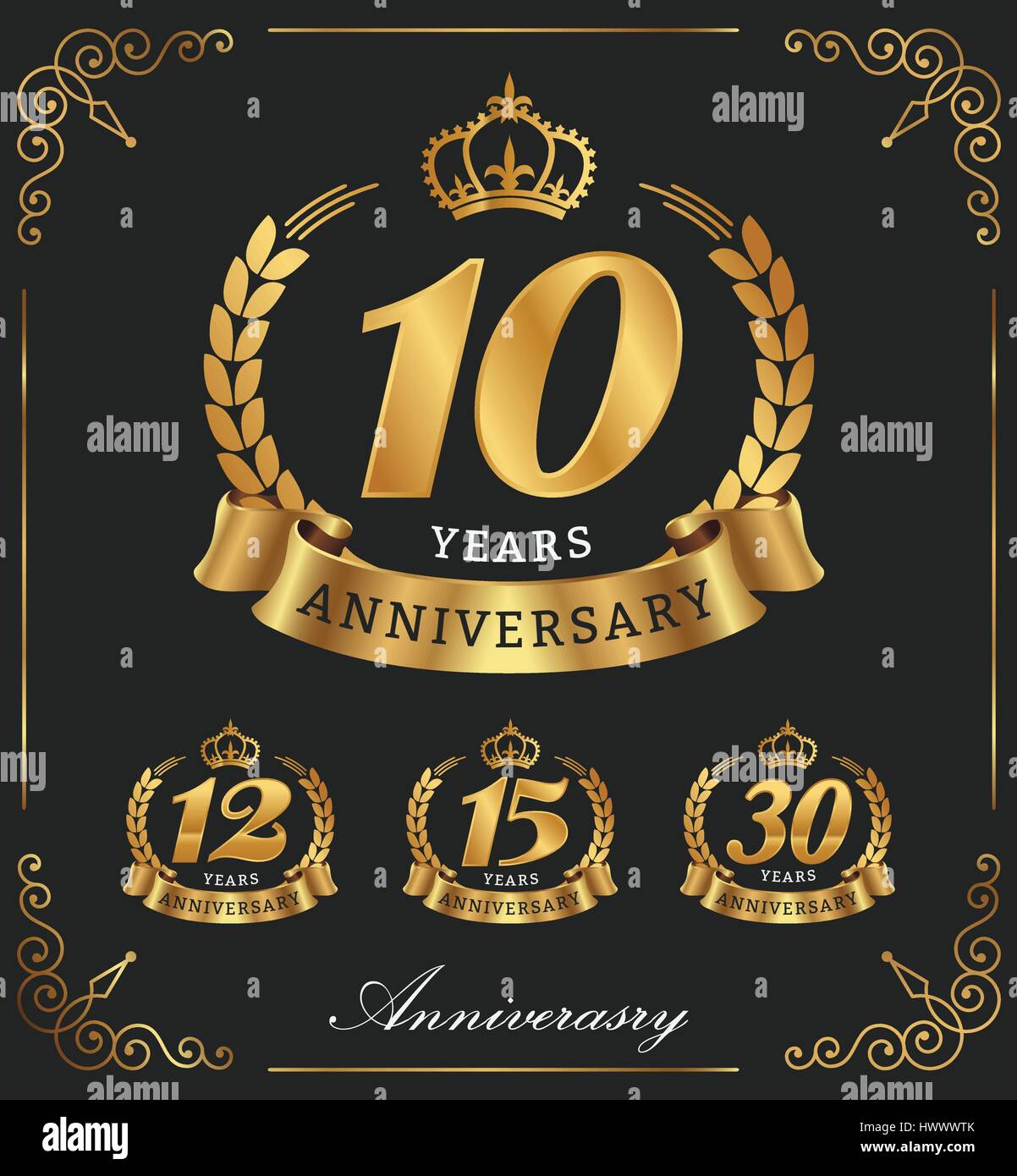 10 anni di anniversario logo decorativo. Illustrazione Vettoriale Illustrazione Vettoriale