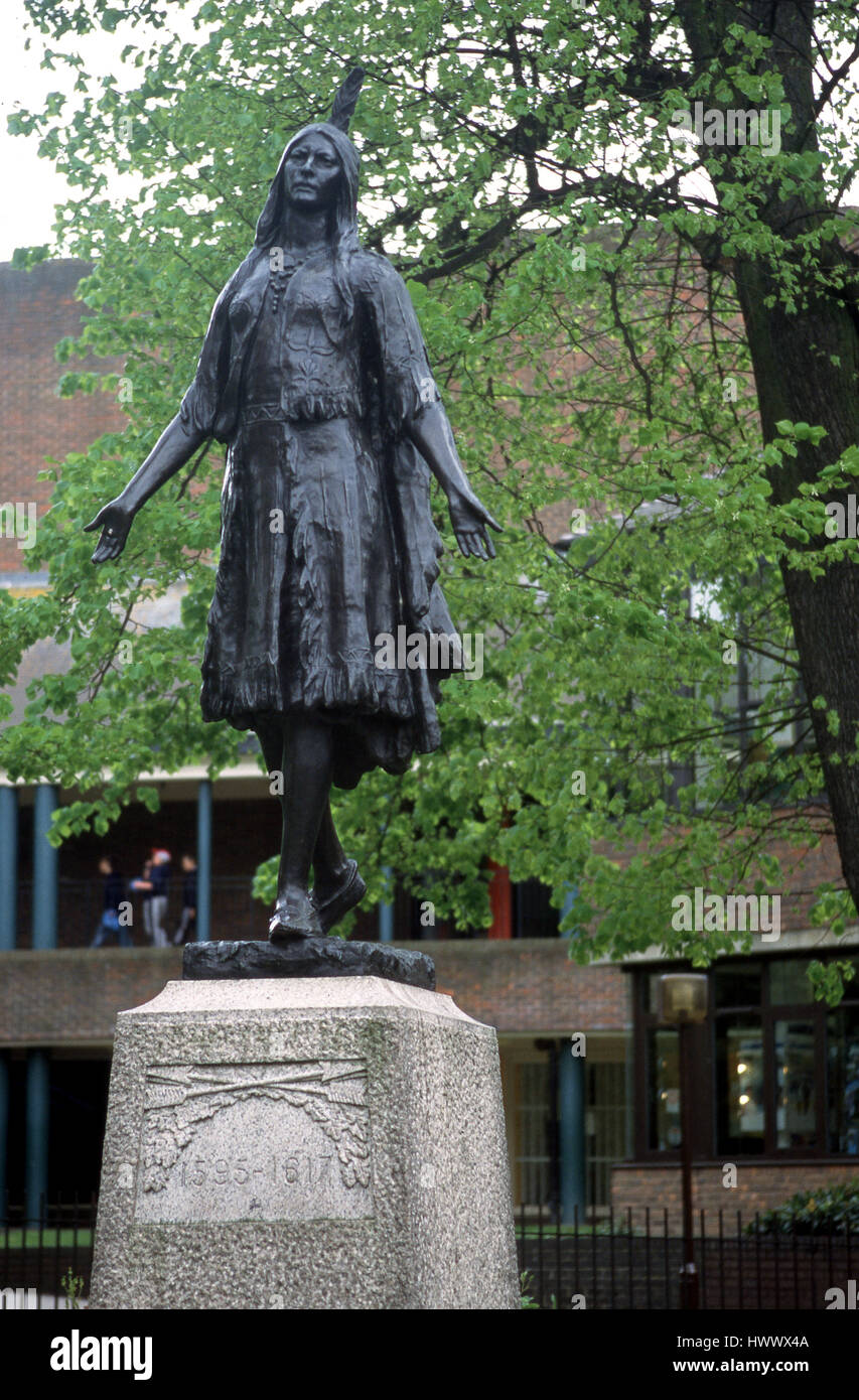 Pokohontas statua in Rochester Foto Stock