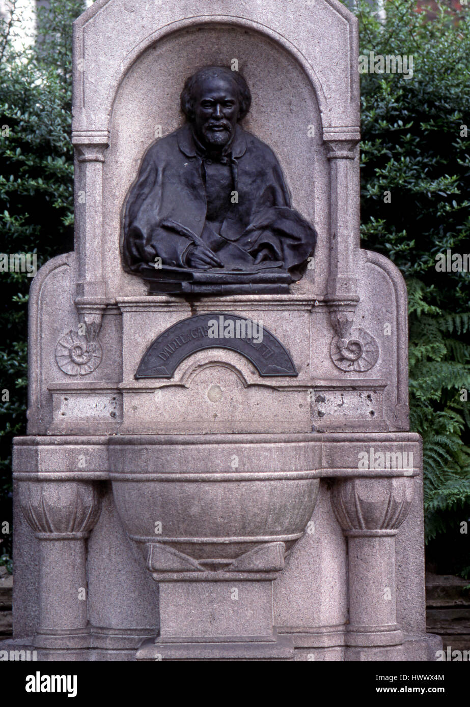 Statua di Dante Gabriel Rosetti in Cheyne a piedi Foto Stock