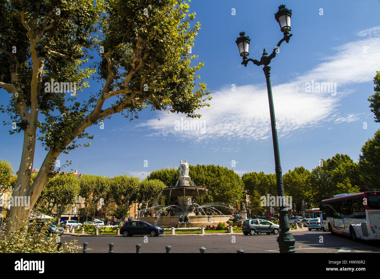 La Fontaine de la Rotonde di Aix-en-Provence, Francia Foto Stock