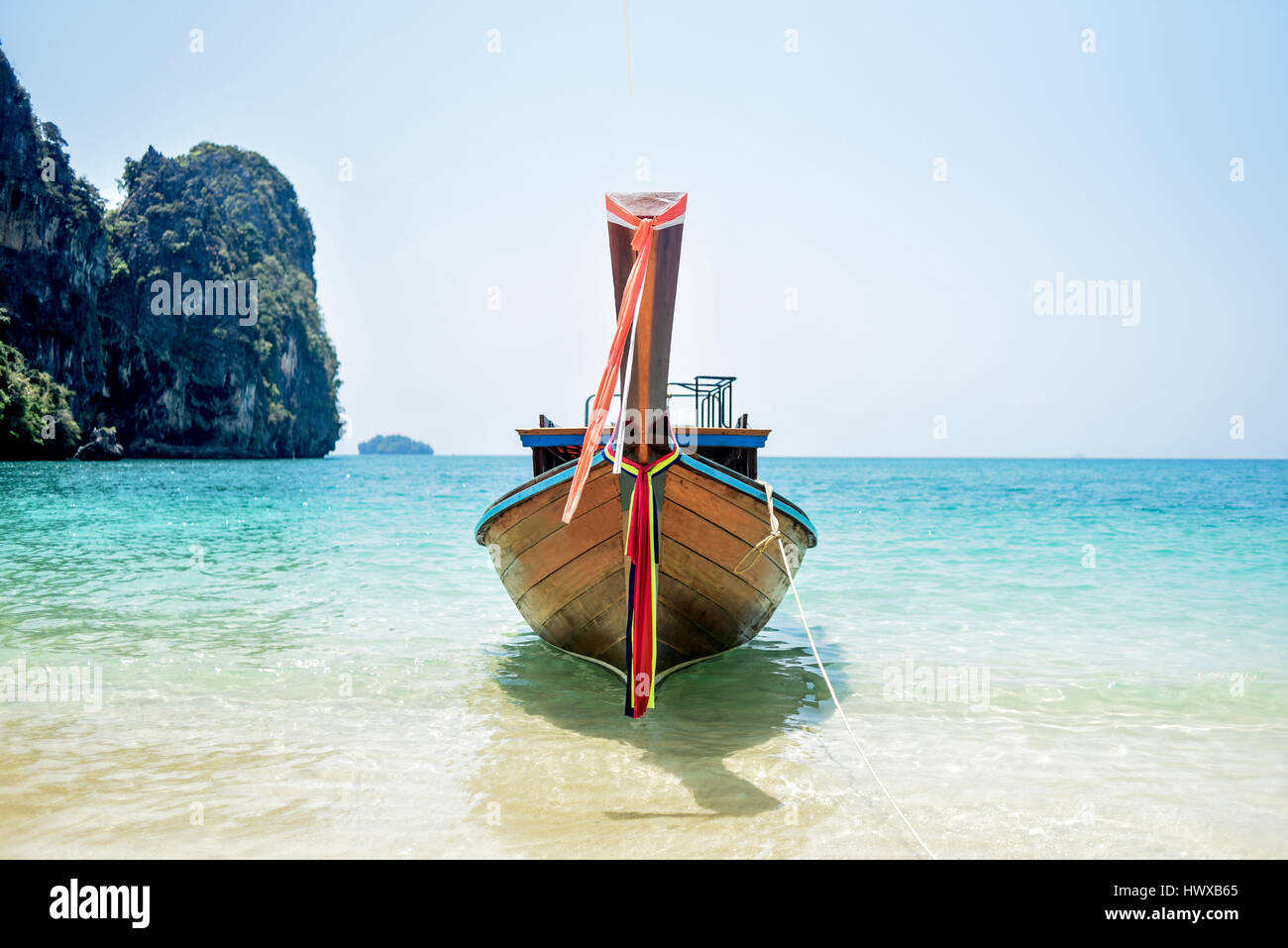 Barca sul Railey Beach in Thailandia Foto Stock
