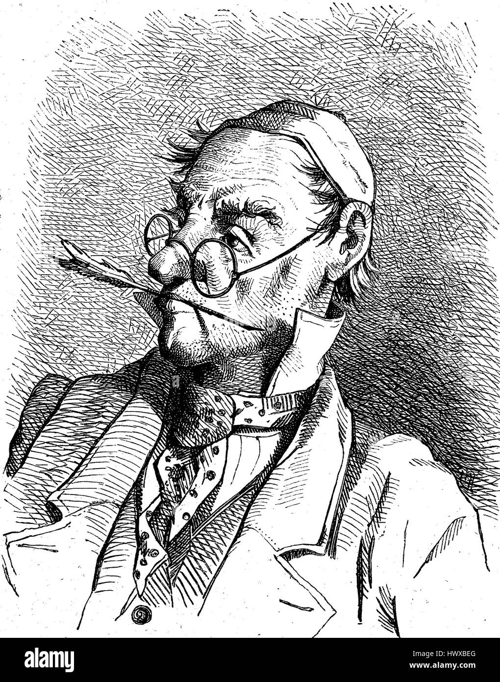 Il cancelliere della Corte, un monaco di baviera-basato testa del personaggio, disegno originale da Julius Adam, Monaco di Baviera, Germania, riproduzione di una immagine, la xilografia a partire dall'anno 1881, digitale migliorata Foto Stock