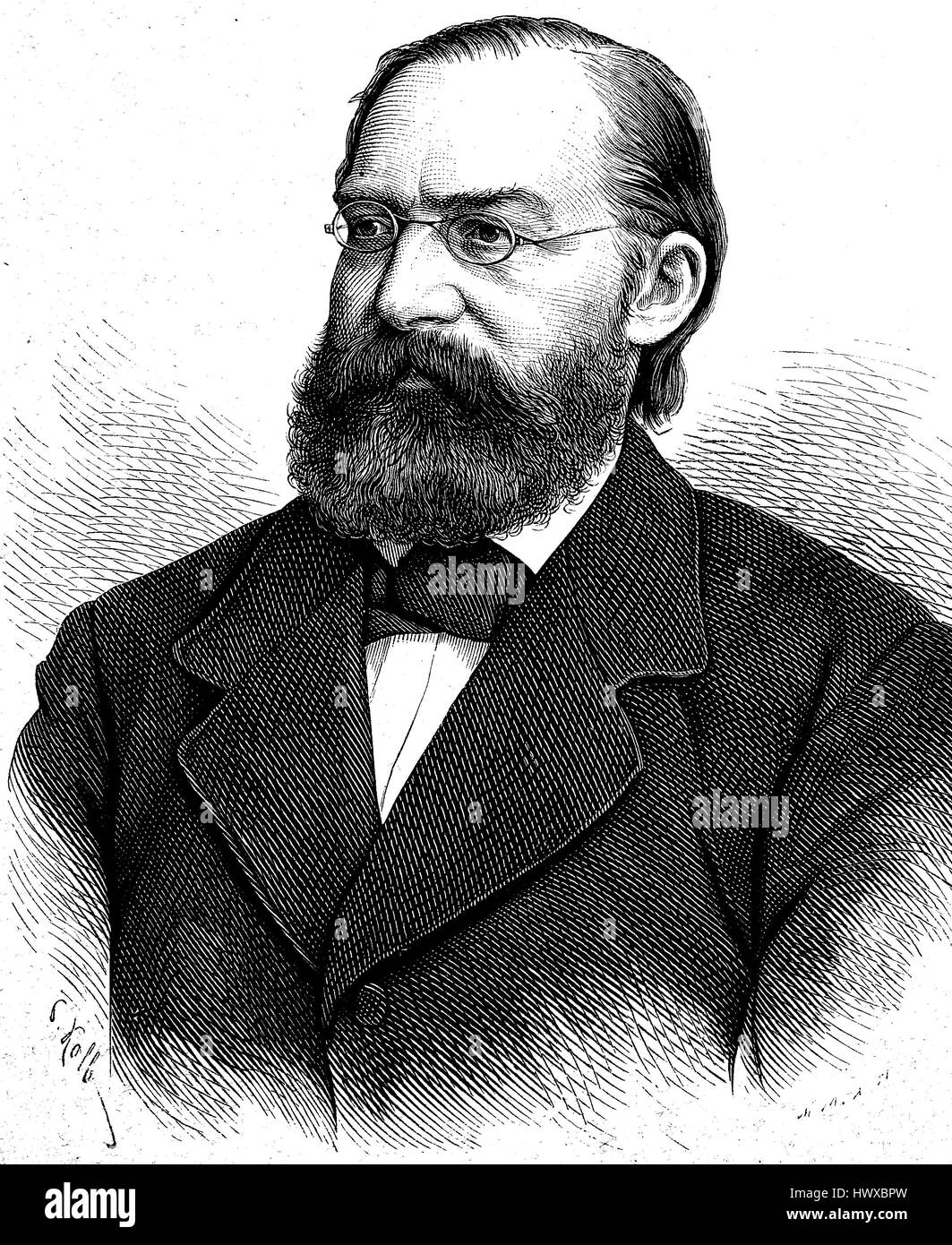 Wilhelm Wehrenpfennig, 25 marzo 1829 - 25 luglio 1900, era un ufficiale prussiano, Tedesco giornalista e politico, membro del Reichstag, la Germania, la riproduzione di una immagine, la xilografia a partire dall'anno 1881, digitale migliorata Foto Stock