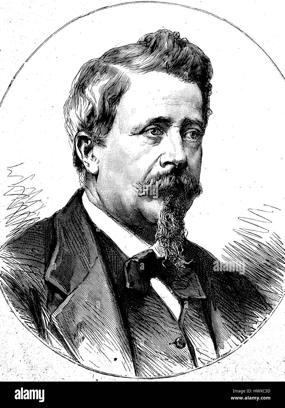 Benedetto Cairoli, 28 Gennaio 1825 - 8 agosto 1889, era uno statista italiano e combattente per la libertà, l'Italia, la riproduzione di un immagine, xilografia a partire dall'anno 1881, digitale migliorata Foto Stock