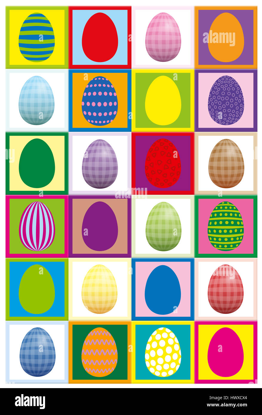 Uovo di Pasqua gioco di concentrazione - stampa due volte sulla carta pesante, tagliati fuori e giocare a trovare coppie. Foto Stock
