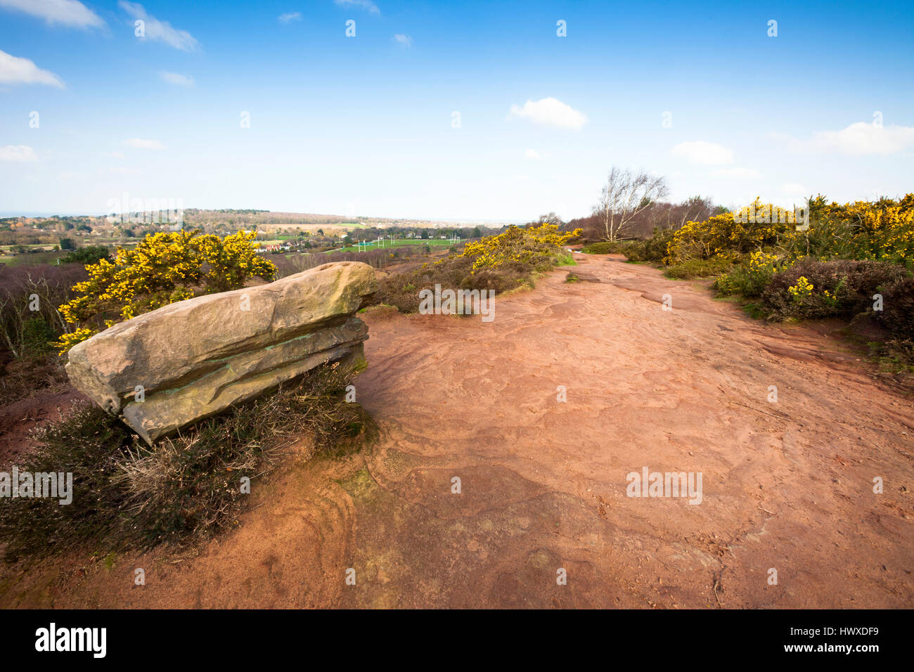 La parte superiore del paese Thurstaston park, Wirral, NW, REGNO UNITO Foto Stock