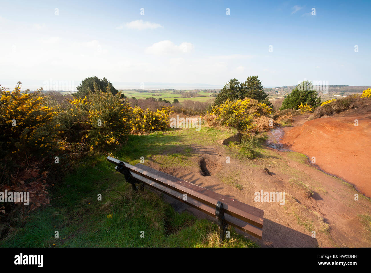 La parte superiore del paese Thurstaston park, Wirral, NW, REGNO UNITO Foto Stock