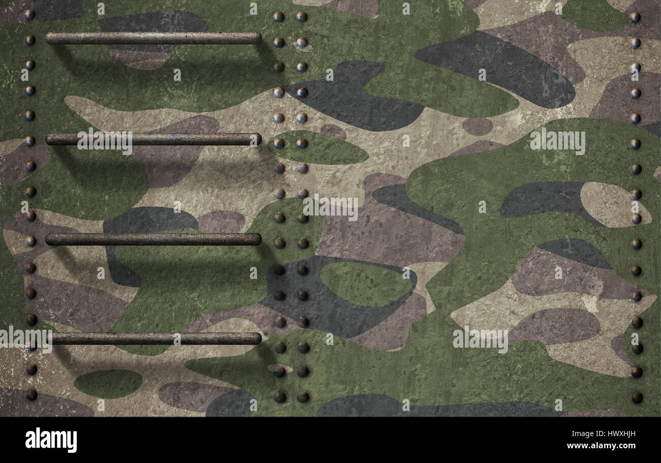Esercito il camuffamento della torretta del serbatoio sfondo armor 3d illustrazione Foto Stock