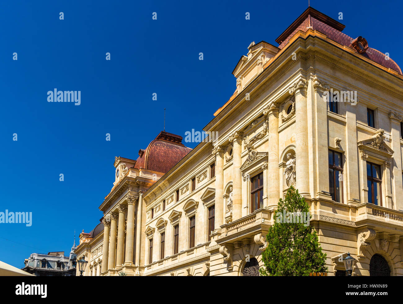 La facciata della Banca nazionale di Romania a Bucarest Foto Stock