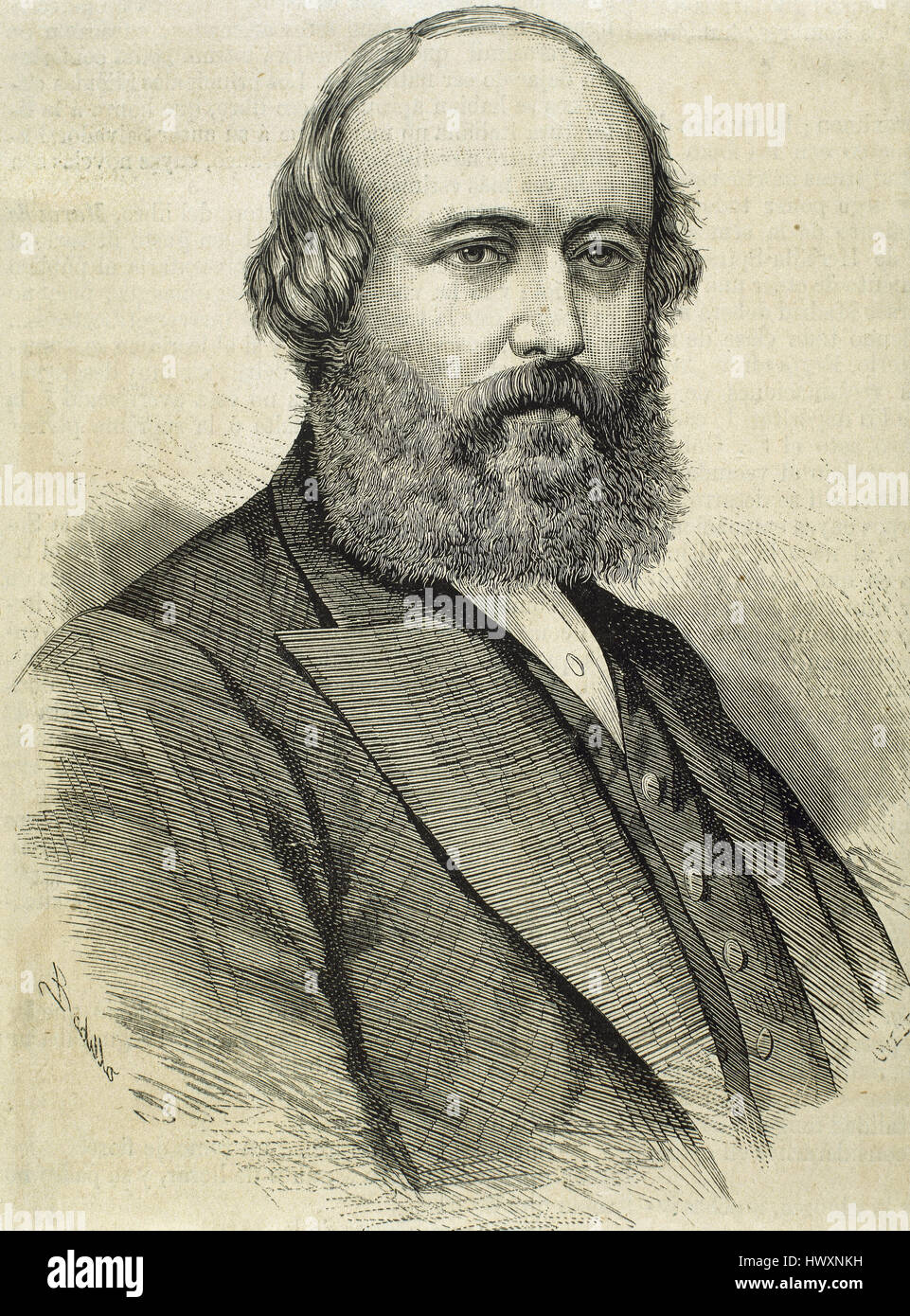 Robert Gascoyne-Cecil, terzo Marchese di Salisbury (1830-1903). Conservatore britannico statista e il Primo Ministro. Noto come Signore Salisbury. Ritratto. Incisione. Foto Stock