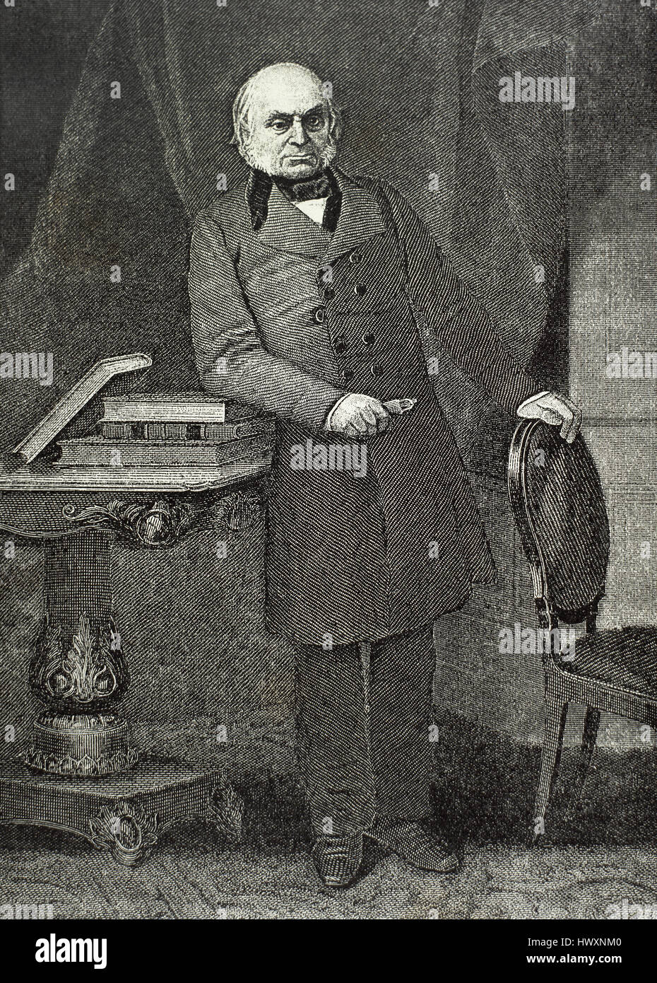 John Quincy Adams (1767-1848). Uomo politico americano e diplomatico. Sesto Presidente degli Stati Uniti. Ritratto. Incisione. Foto Stock