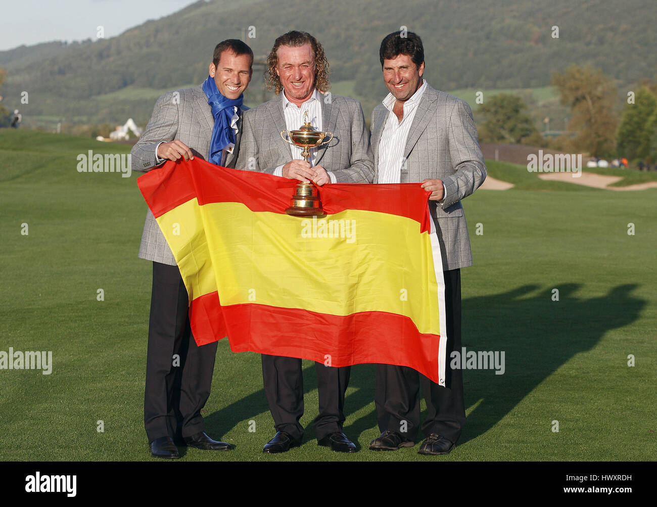SPAINS Vice Capitani giocatore vittorioso PL europea vittoriosa giocatori europei Celtic Manor Resort la città di Newport WALES 04 OC Foto Stock