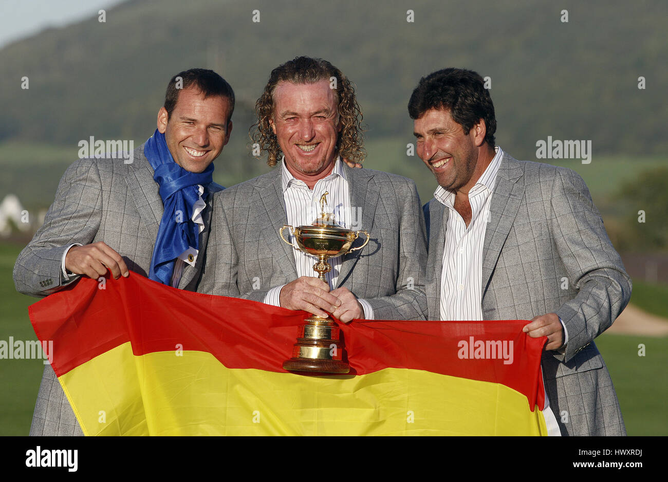 SPAINS Vice Capitani giocatore vittorioso PL europea vittoriosa giocatori europei Celtic Manor Resort la città di Newport WALES 04 OC Foto Stock