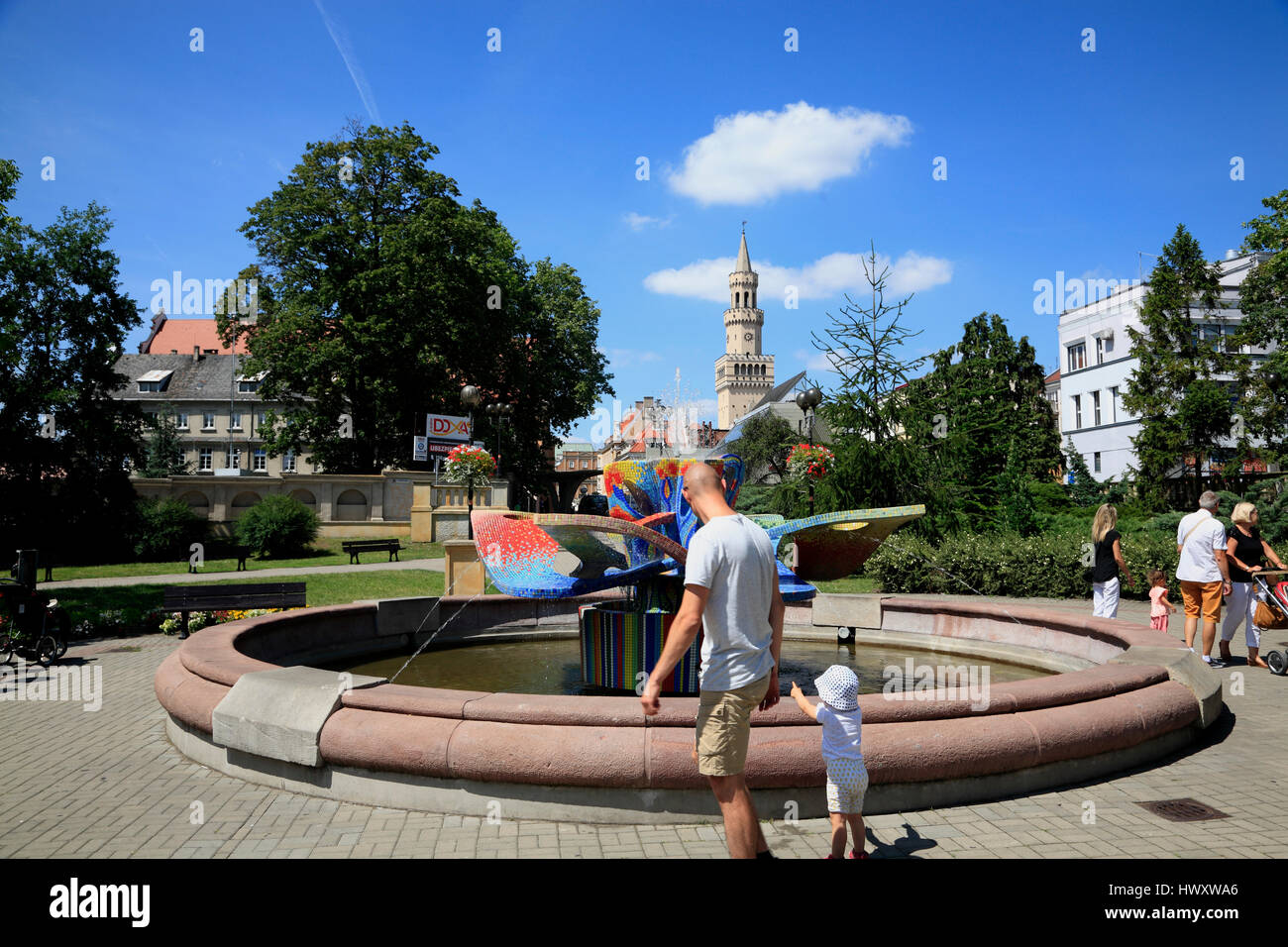 Fontana di farfalle danzanti, Opole, Slesia, Polonia, Europa Foto Stock