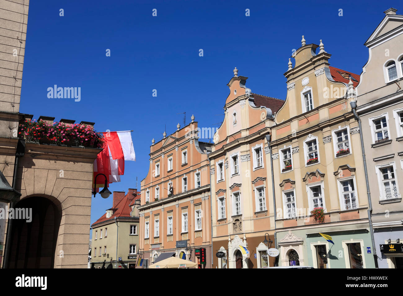Case a Rynek (piazza del mercato), di Opole, Slesia, Polonia, Europa Foto Stock