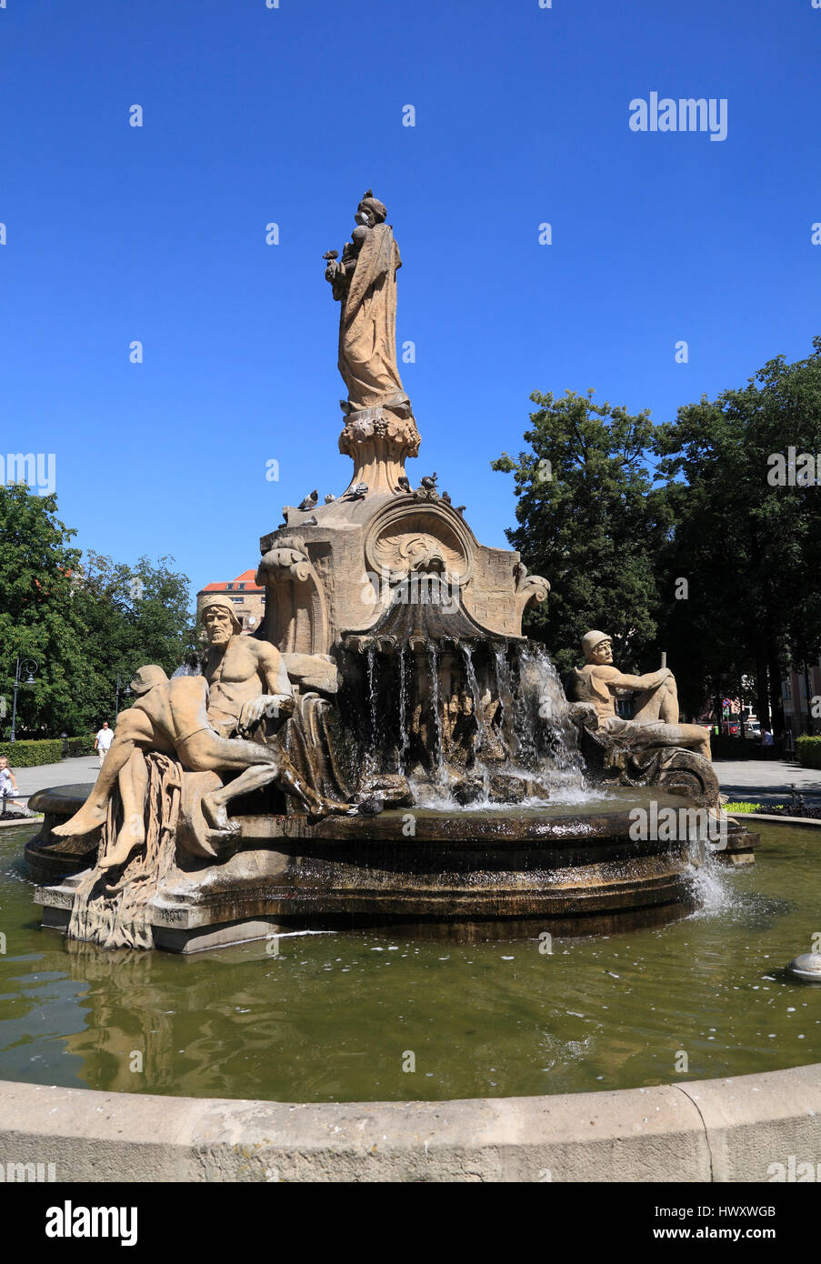 Fontana di Cerere, Opole, Slesia, Polonia, Europa Foto Stock