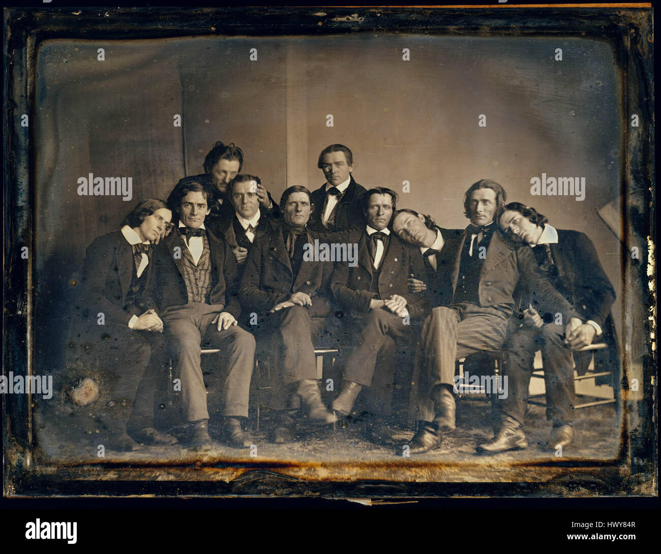 I '1845 Hutchinson Family Singers' si riferiscono a un gruppo musicale americano popolare noto per le loro armonie vocali e l'influenza sulla musica folk americana nel XIX secolo. Le loro esibizioni furono influenti nel plasmare la cultura musicale americana. Foto Stock