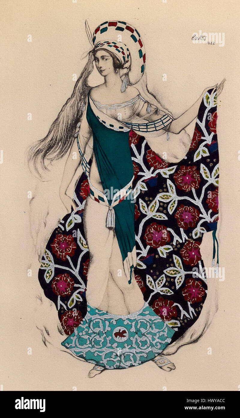 *Artemis Troublée* di Léon Bakst ritrae la dea greca Artemide in una posa drammatica ed espressiva. Il lavoro riflette la maestria di Bakst nel catturare l'intensità emotiva e il suo interesse per i temi mitologici, in particolare nel contesto del design teatrale. Foto Stock