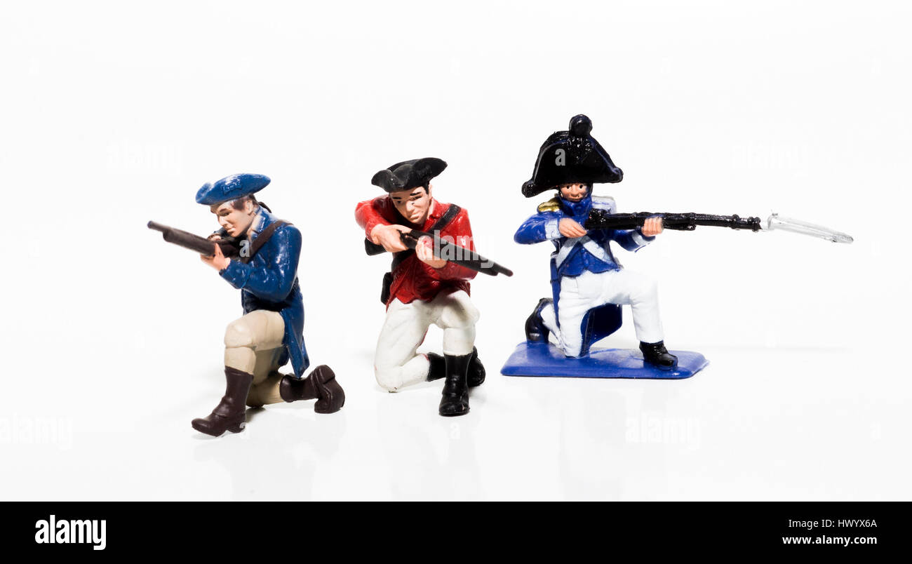 Toy inglesi, americani e le truppe francesi Foto Stock