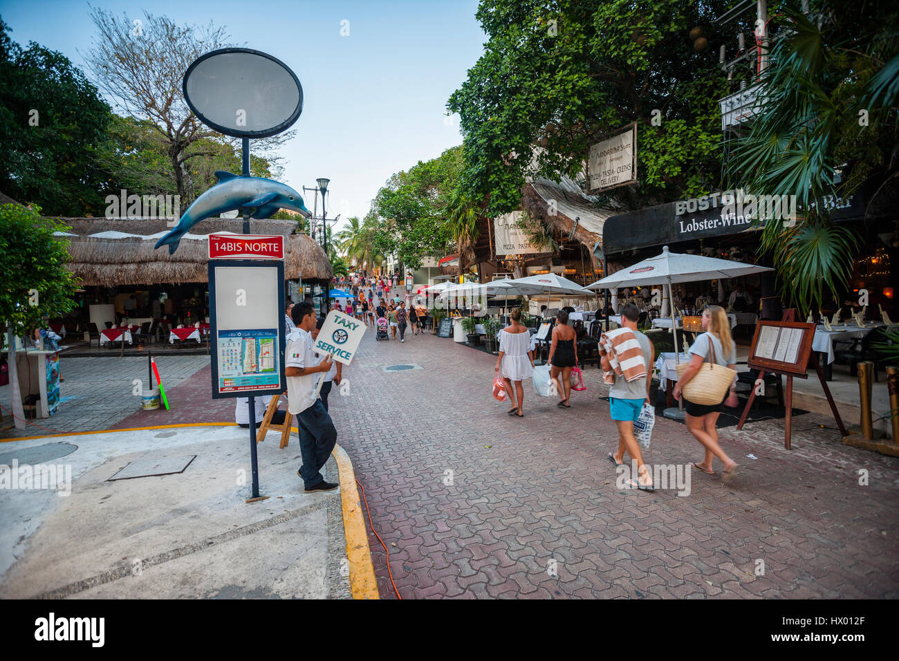 Playa del Carmen 5 ave, Messico Foto Stock