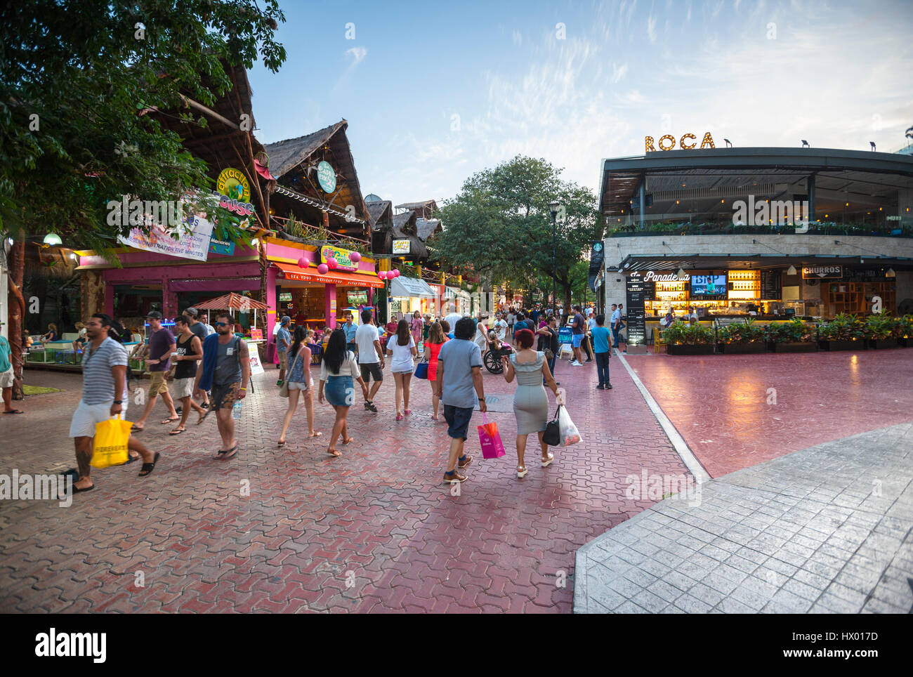 Playa del Carmen 5 ave, Messico Foto Stock