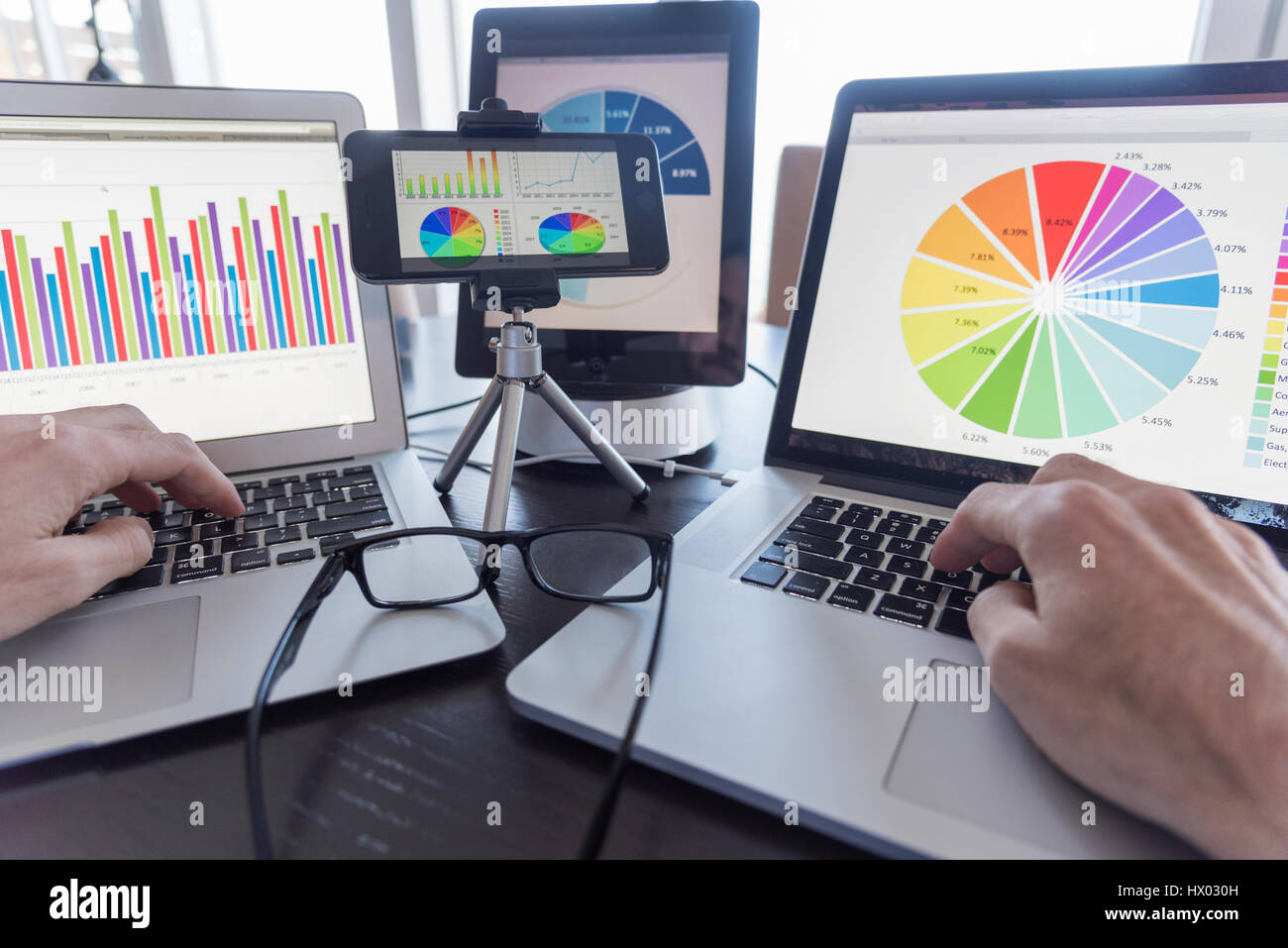 Analisi dei dati di più schermate punto di vista Foto Stock