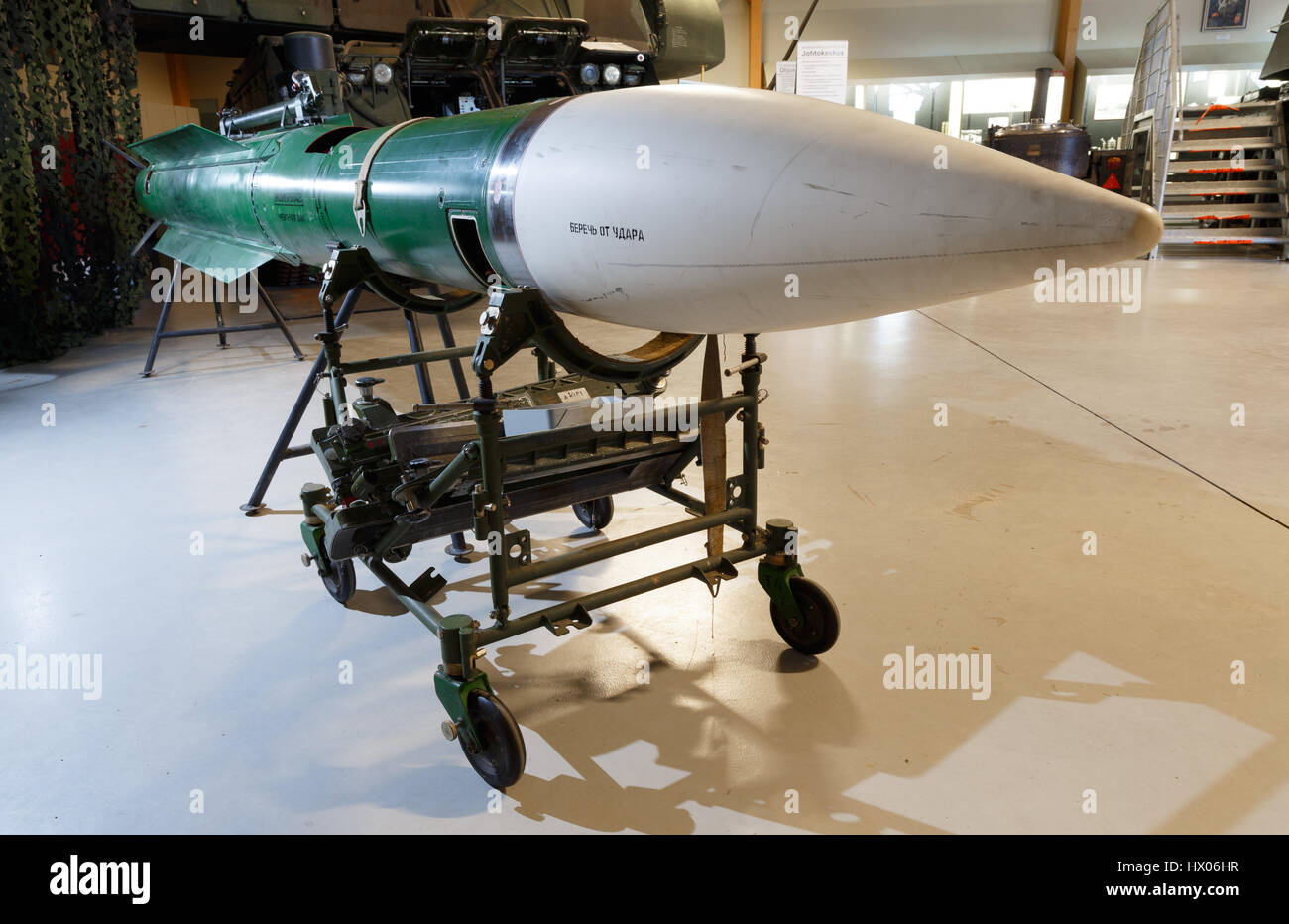Versione di istruzioni di Buk M1 missili terra-aria in mostra presso il Museo di difesa contraerea in Tuusula, Finlandia. Foto Stock