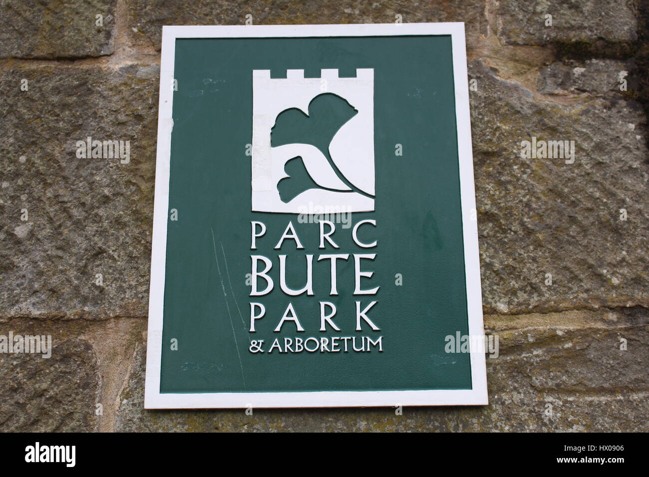 Firmare all'entrata per Bute Park Cardiff Wales. Un popolare parco al centro della città. Foto Stock