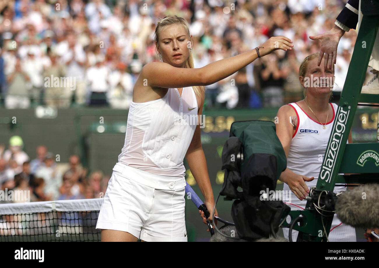 SHARAPOVA M & A KUDRYAVTSEVA campionati di Wimbledon 2008 WIMBLEDON Londra Inghilterra 26 Giugno 2008 Foto Stock