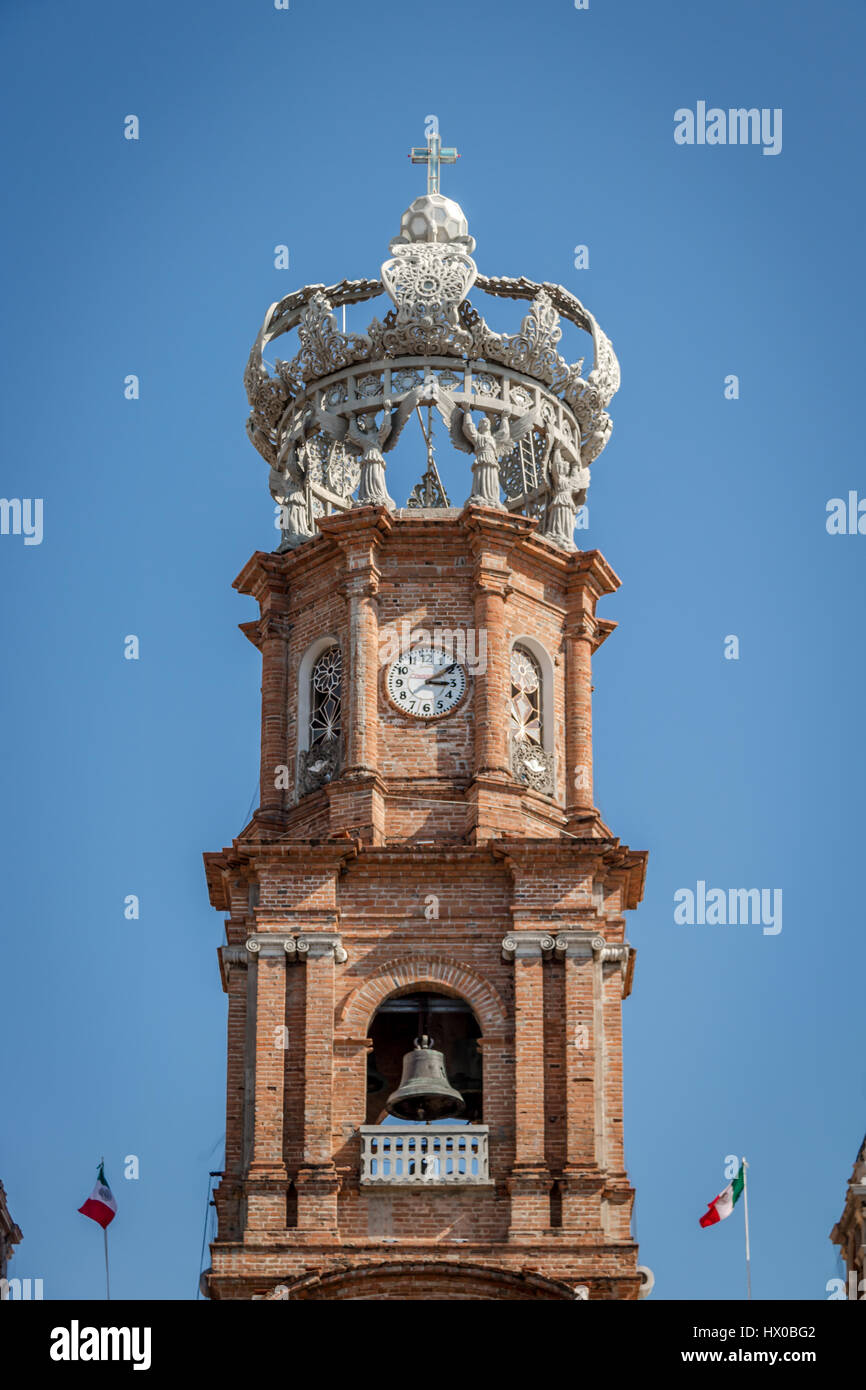 Torre di Nostra Signora di Guadalupe chiesa - Puerto Vallarta, Jalisco, Messico Foto Stock