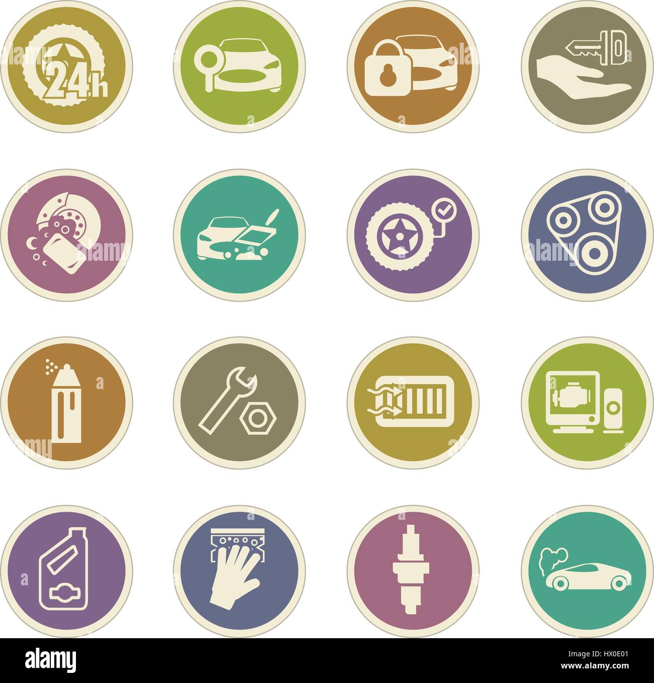 Auto shop icon set per siti web e interfaccia utente Illustrazione Vettoriale
