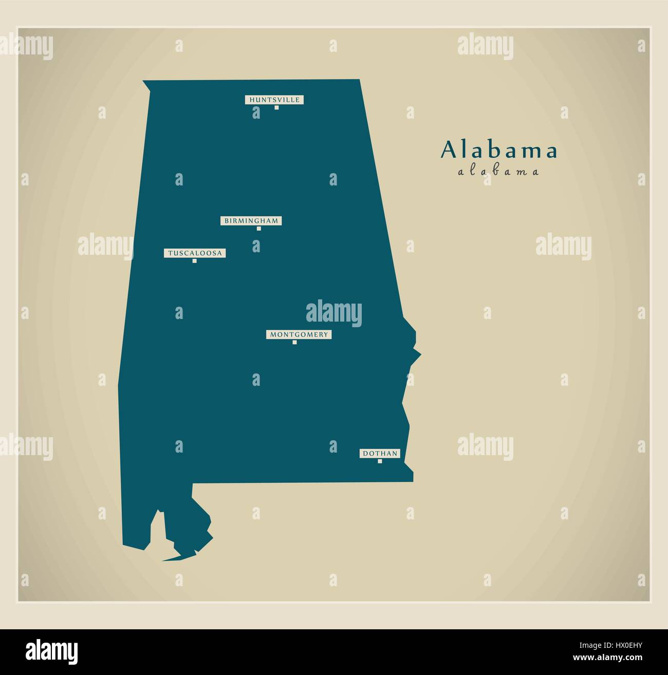 Mappa moderno - Alabama USA Illustrazione Vettoriale