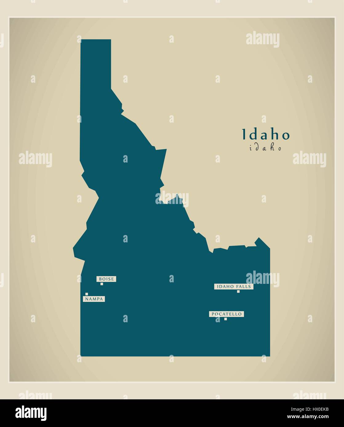 Mappa moderno - Idaho USA Illustrazione Vettoriale
