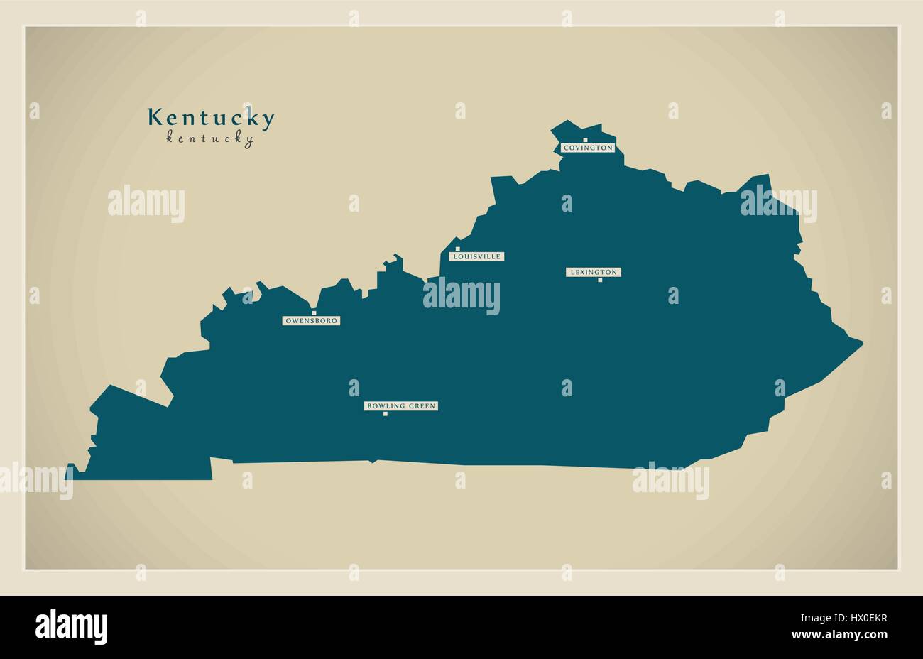 Mappa moderno - Kentucky negli Stati Uniti Illustrazione Vettoriale