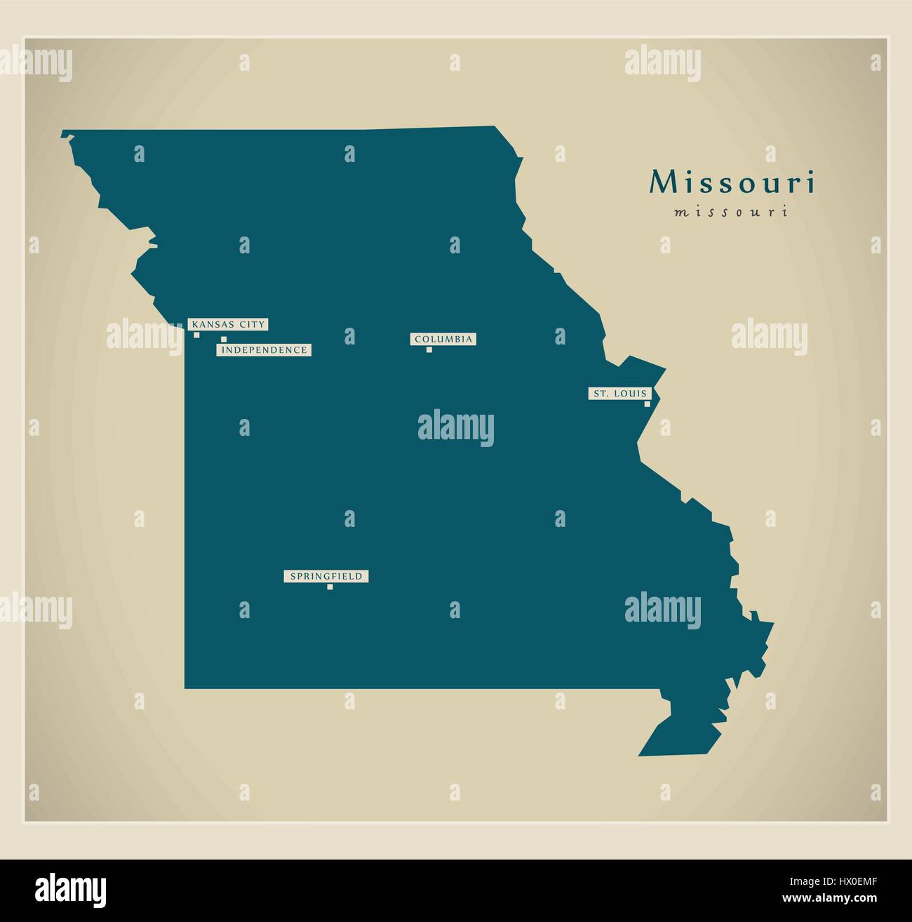 Mappa moderno - Missouri USA Illustrazione Vettoriale
