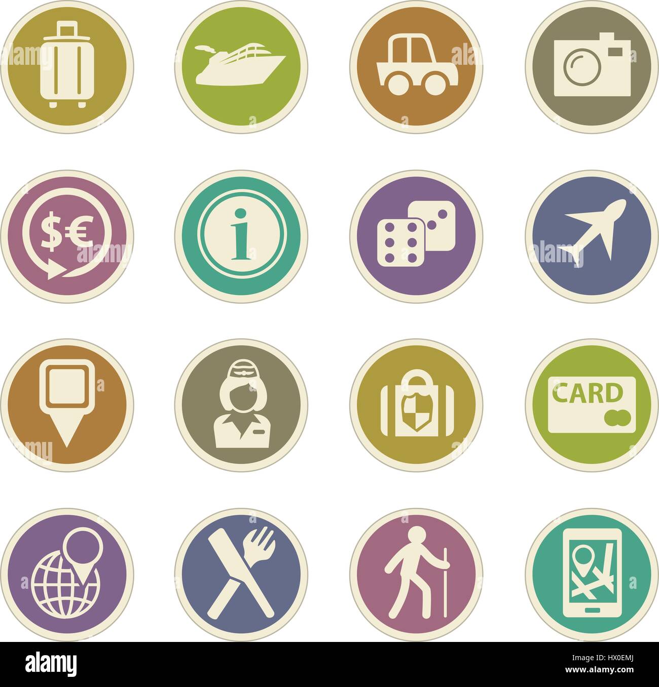 Icona del viaggio impostata per siti web e interfaccia utente Illustrazione Vettoriale