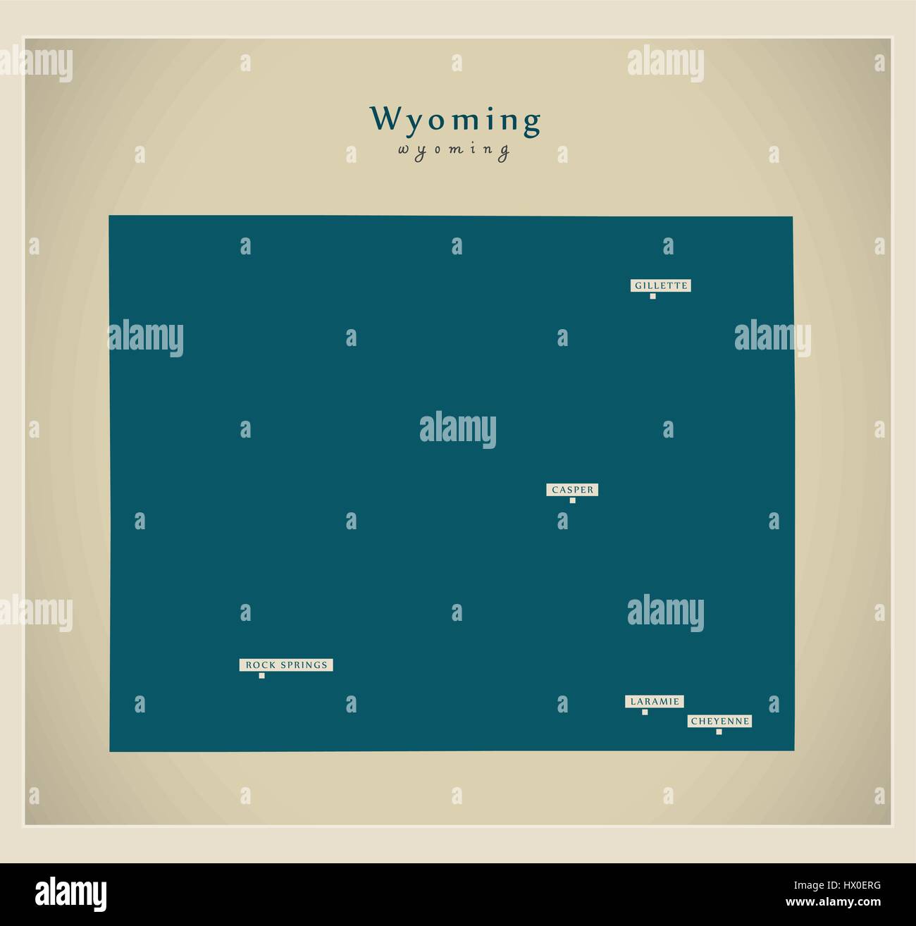 Mappa moderno - Wyoming USA Illustrazione Vettoriale