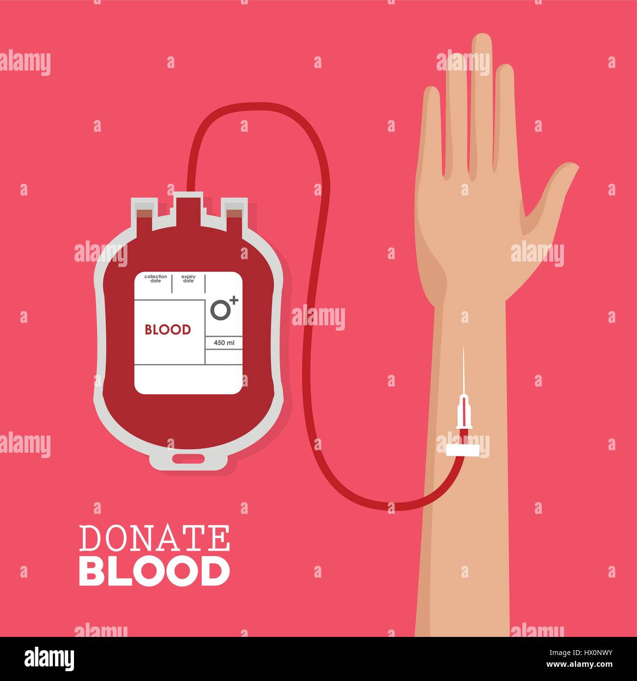 Donare il sangue la mano con il tubo Illustrazione Vettoriale