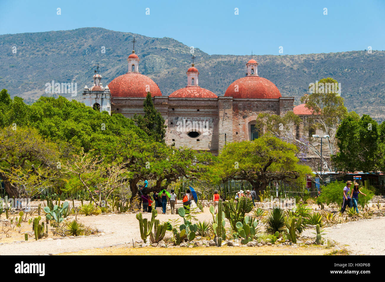 La chiesa e il palazzo di palasta di Mitla, Oaxaca, Messico Foto Stock