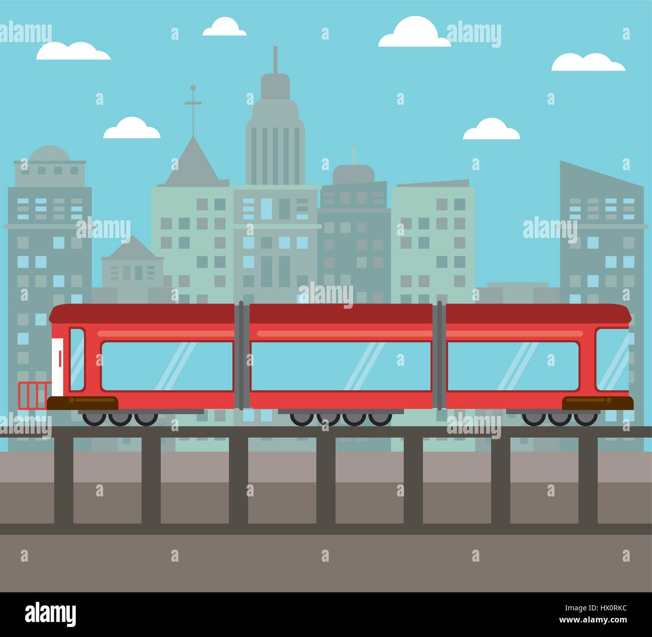 Il trasporto in treno notturno della città Illustrazione Vettoriale