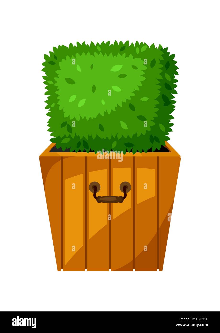 Topiaria da legno di bosso pianta di giardino. Struttura decorativa in vaso Illustrazione Vettoriale